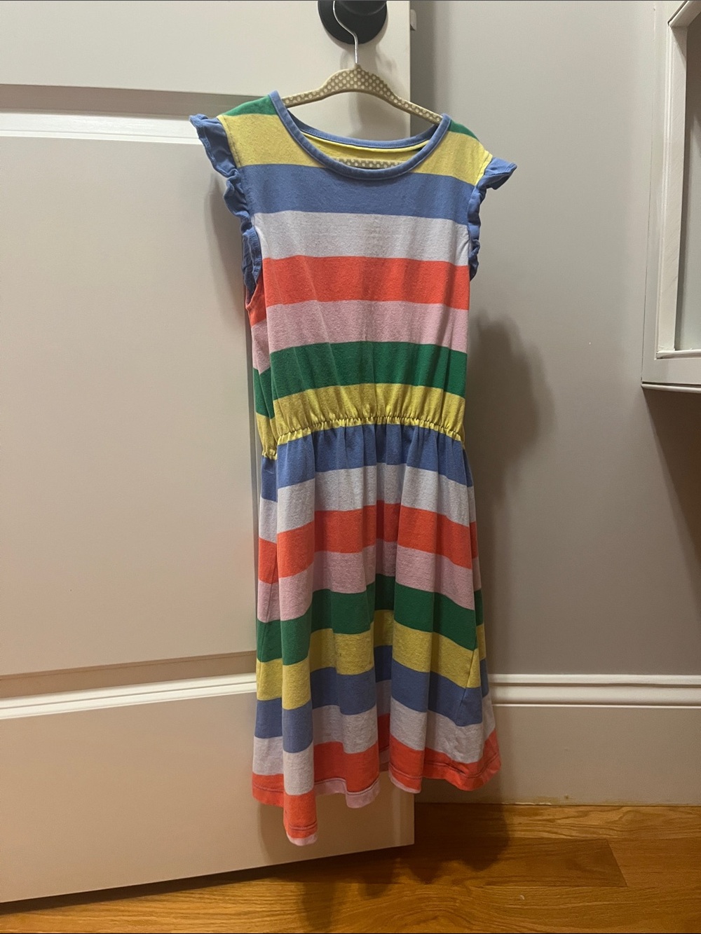 Boden Girls Yellow, Blue, Green, Red & Pink Striped Knit Dress